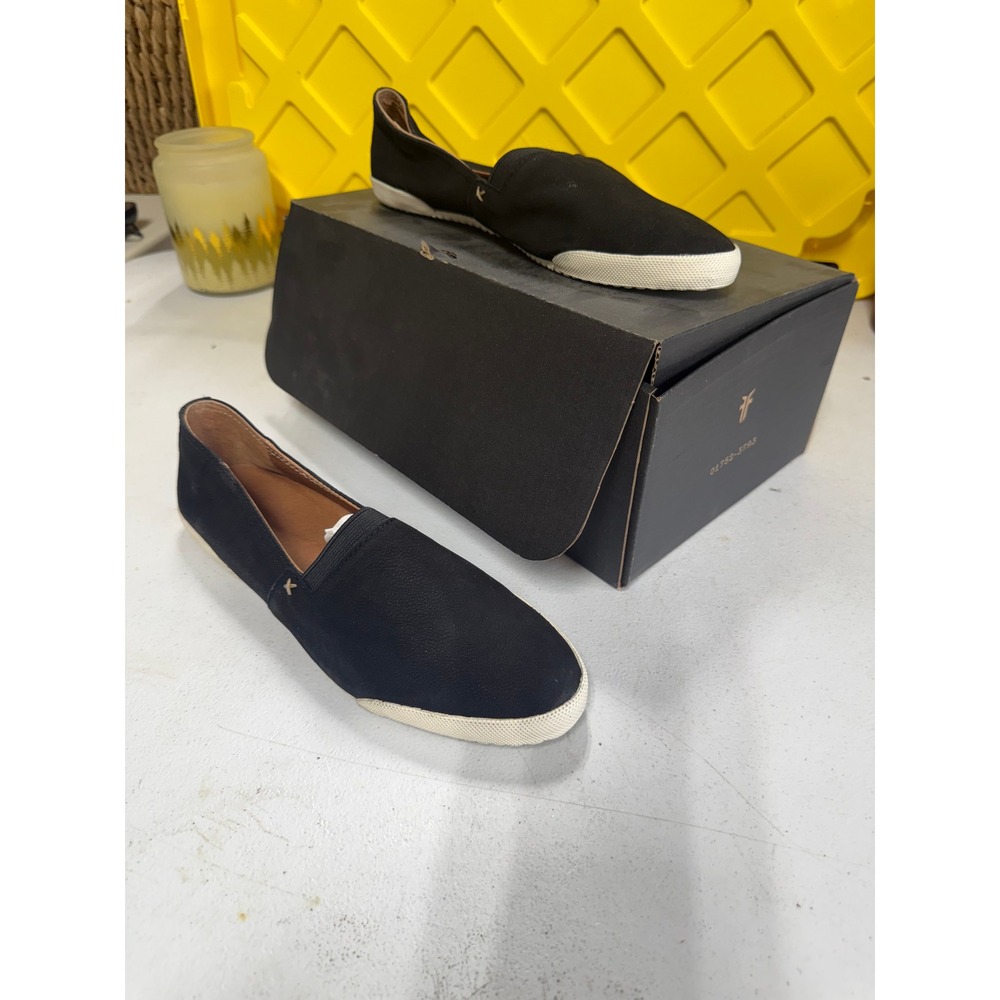 Frye Melanie Slip On Black Leather Sneakers Flats 71703 Womens Size 8 M